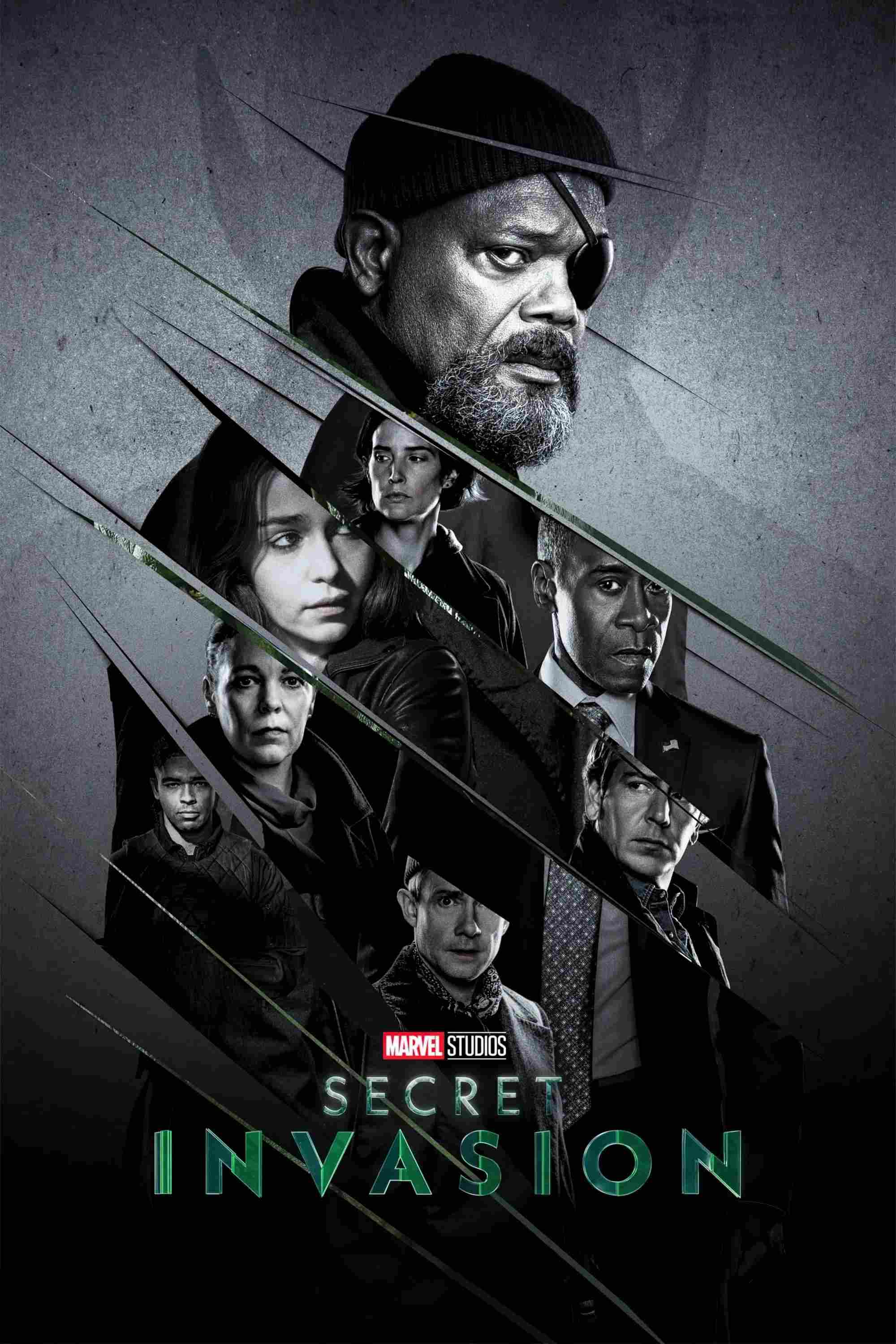 Poster chính thức của phim Phim Tâm Lý, Phim Viễn Tưởng & Giả Tưởng "Cuộc Xâm Lược Bí Mật" (Secret Invasion - 2023), với sự tham gia của diễn viên Samuel L. Jackson và Ben Mendelsohn.