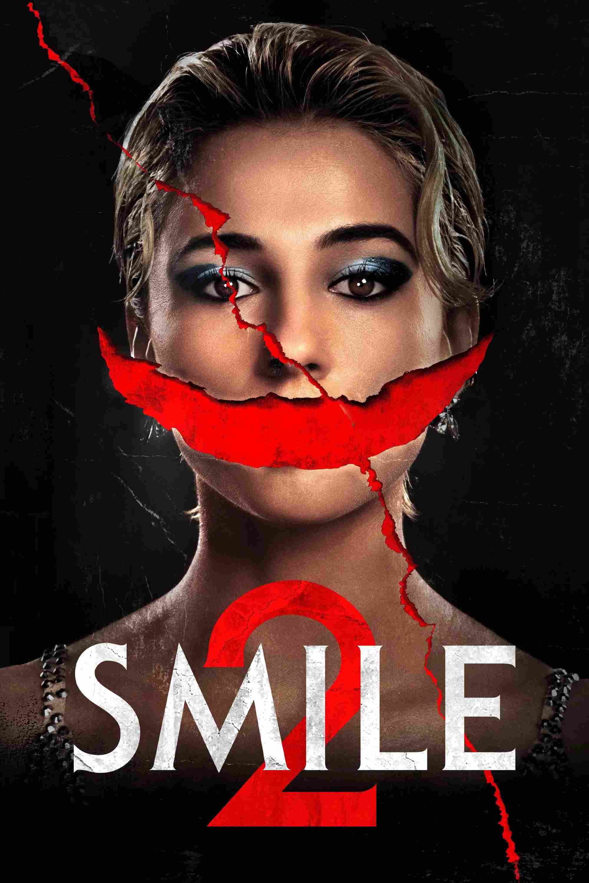 Poster chính thức của phim Phim Kinh Dị, Phim Bí Ẩn "Cười 2" (Smile 2 - 2024), với sự tham gia của diễn viên Naomi Scott và Rosemarie DeWitt.