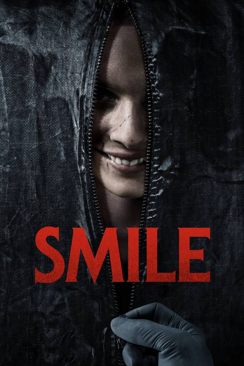 Poster chính thức của phim Phim Kinh Dị, Phim Bí Ẩn "Cười" (Smile - 2022), với sự tham gia của diễn viên Sosie Bacon và Kyle Gallner.