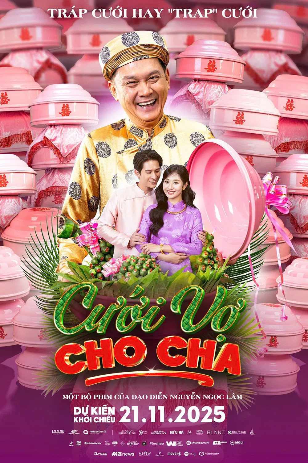 Poster chính thức của phim Phim Gia Đình, Phim Tâm Lý "Cưới Vợ Cho Cha" (The Father's Wedding Orders! - 2025), với sự tham gia của diễn viên Trương Minh Thảo và Hữu Châu.