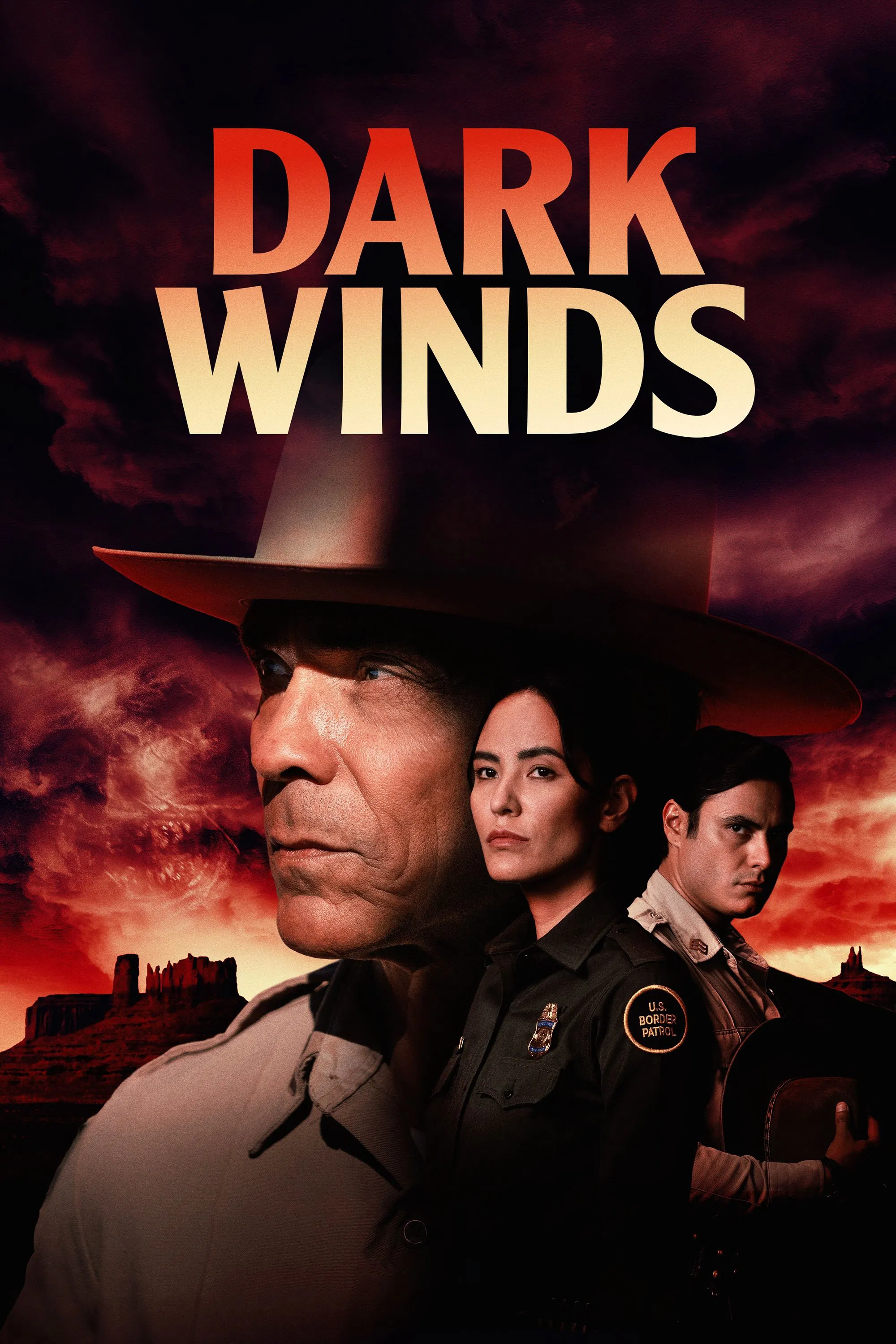 Poster chính thức của phim Phim Hình Sự, Phim Tâm Lý "Cuồng Phong Bóng Tối (Phần 4)" (Dark Winds - 2022), với sự tham gia của diễn viên Zahn McClarnon và Kiowa Gordon.