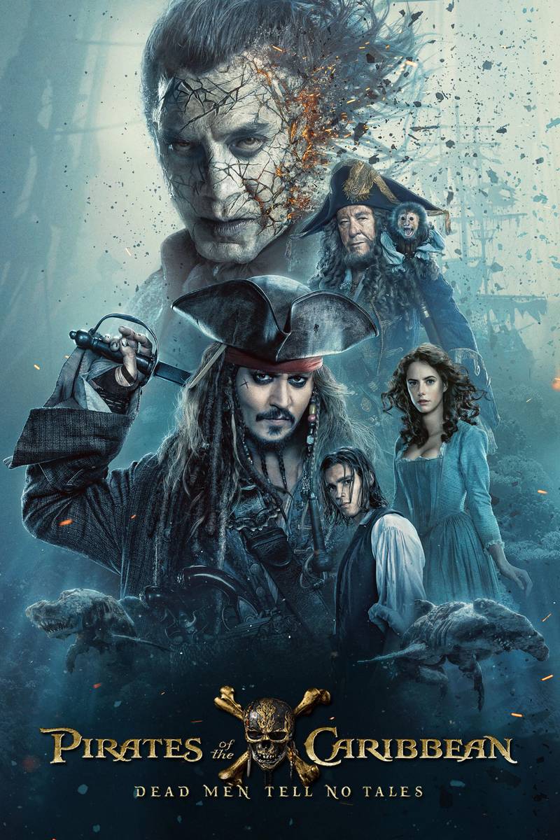 Poster chính thức của phim Phim Phiêu Lưu, Phim Hành Động "Cướp Biển Vùng Caribbe (Phần 5): Salazar Báo Thù" (Pirates of the Caribbean: Dead Men Tell No Tales - 2017), với sự tham gia của diễn viên Johnny Depp và Javier Bardem.