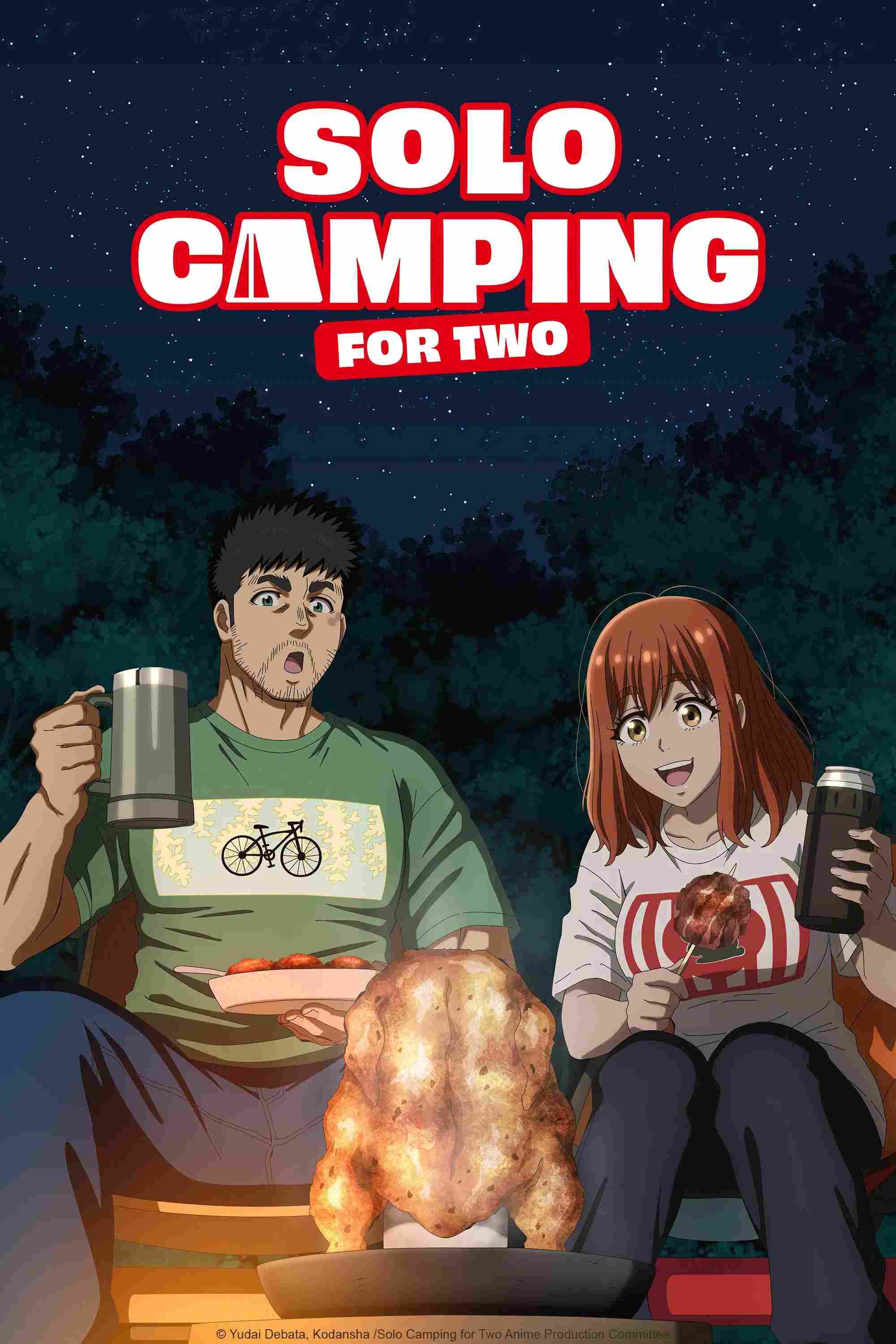 Poster chính thức của phim Phim Hoạt Hình, Phim Hài "Dã Ngoại Một Mình Cùng Nhau" (Solo Camping for Two - 2025), với sự tham gia của diễn viên Daiki Hamano và Mizuki Niizaki.