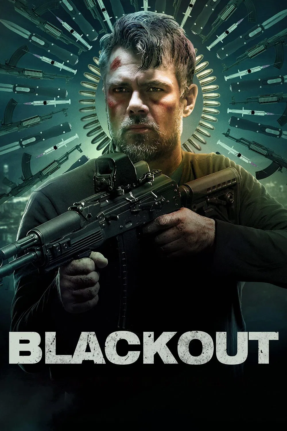 Poster chính thức của phim Phim Hành Động, Phim Phiêu Lưu "Đặc Vụ Mất Trí" (Blackout - 2022), với sự tham gia của diễn viên Josh Duhamel và Abbie Cornish.