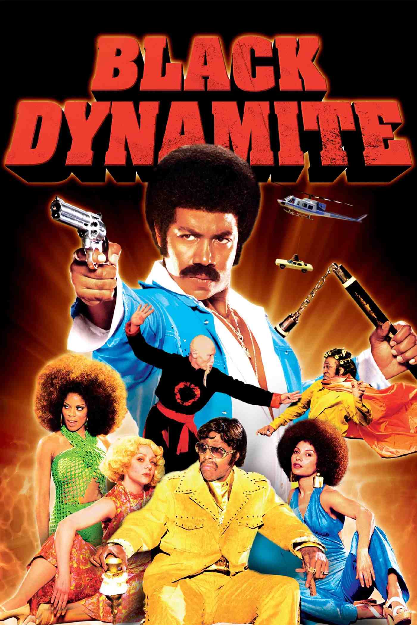 Poster chính thức của phim Phim Hài, Phim Hành Động "Đặc Vụ Trả Thù" (Black Dynamite - 2009), với sự tham gia của diễn viên Michael Jai White và Arsenio Hall.