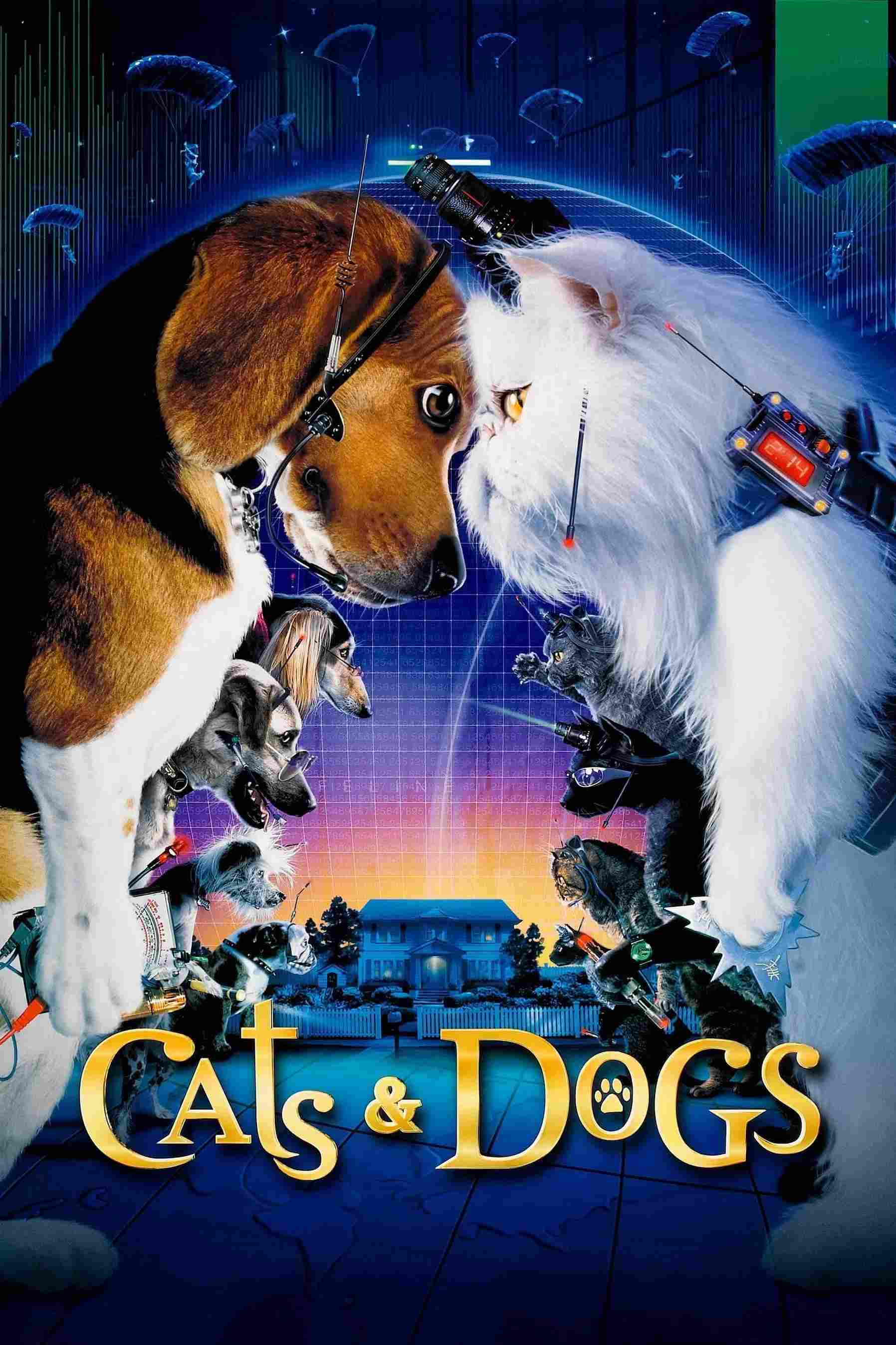 Poster chính thức của phim Phim Gia Đình, Phim Hài "Đại Chiến Chó Mèo 1" (Cats & Dogs - 2001), với sự tham gia của diễn viên Jeff Goldblum và Elizabeth Perkins.