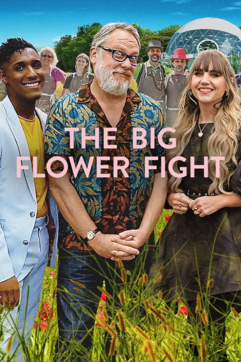Poster chính thức của phim Truyền Hình Thực Tế "Đại chiến hoa tươi" (The Big Flower Fight - 2020), với sự tham gia của diễn viên Vic Reeves và Natasia Demetriou.
