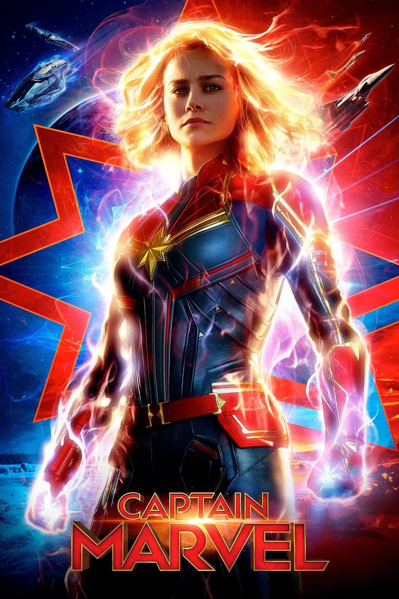 Poster chính thức của phim Phim Hành Động, Phim Phiêu Lưu "Đại Úy Marvel" (Captain Marvel - 2019), với sự tham gia của diễn viên Brie Larson và Samuel L. Jackson.