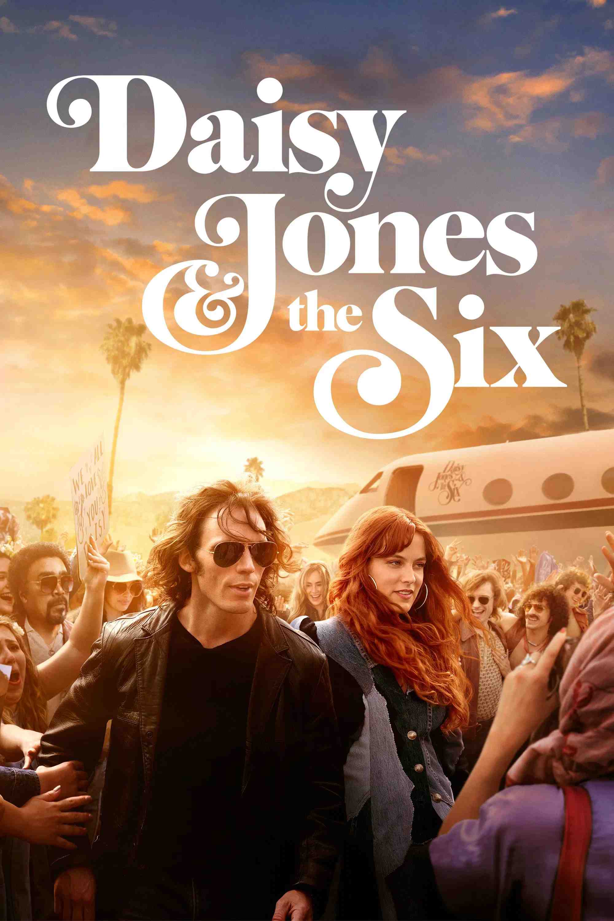 Poster chính thức của phim Phim Tâm Lý "Daisy Jones & the Six" (Daisy Jones & the Six - 2023), với sự tham gia của diễn viên Riley Keough và Sam Claflin.