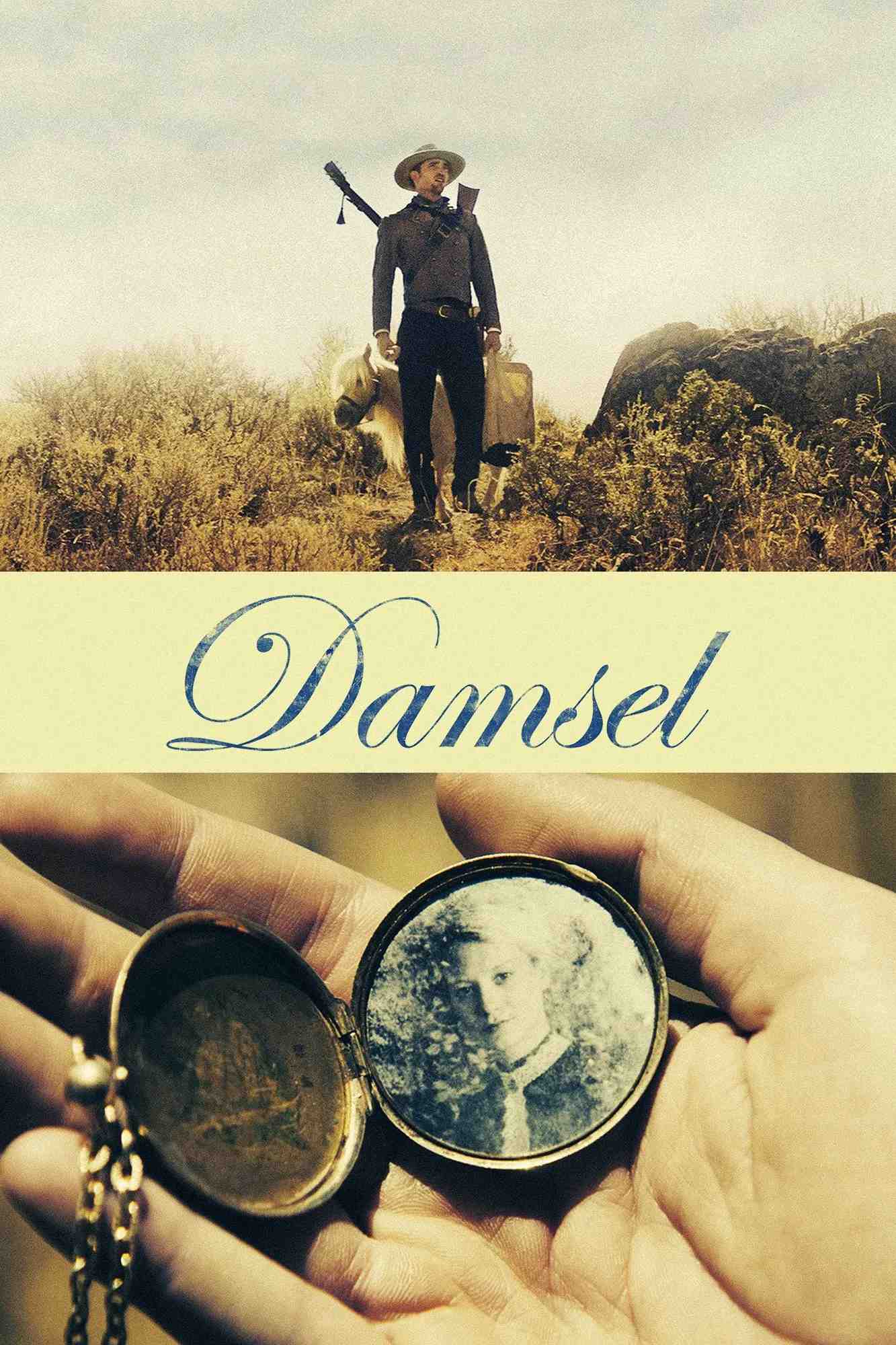 Poster chính thức của phim Phim Miền Tây, Phim Tâm Lý "Damsel" (Damsel - 2018), với sự tham gia của diễn viên Robert Pattinson và Mia Wasikowska.