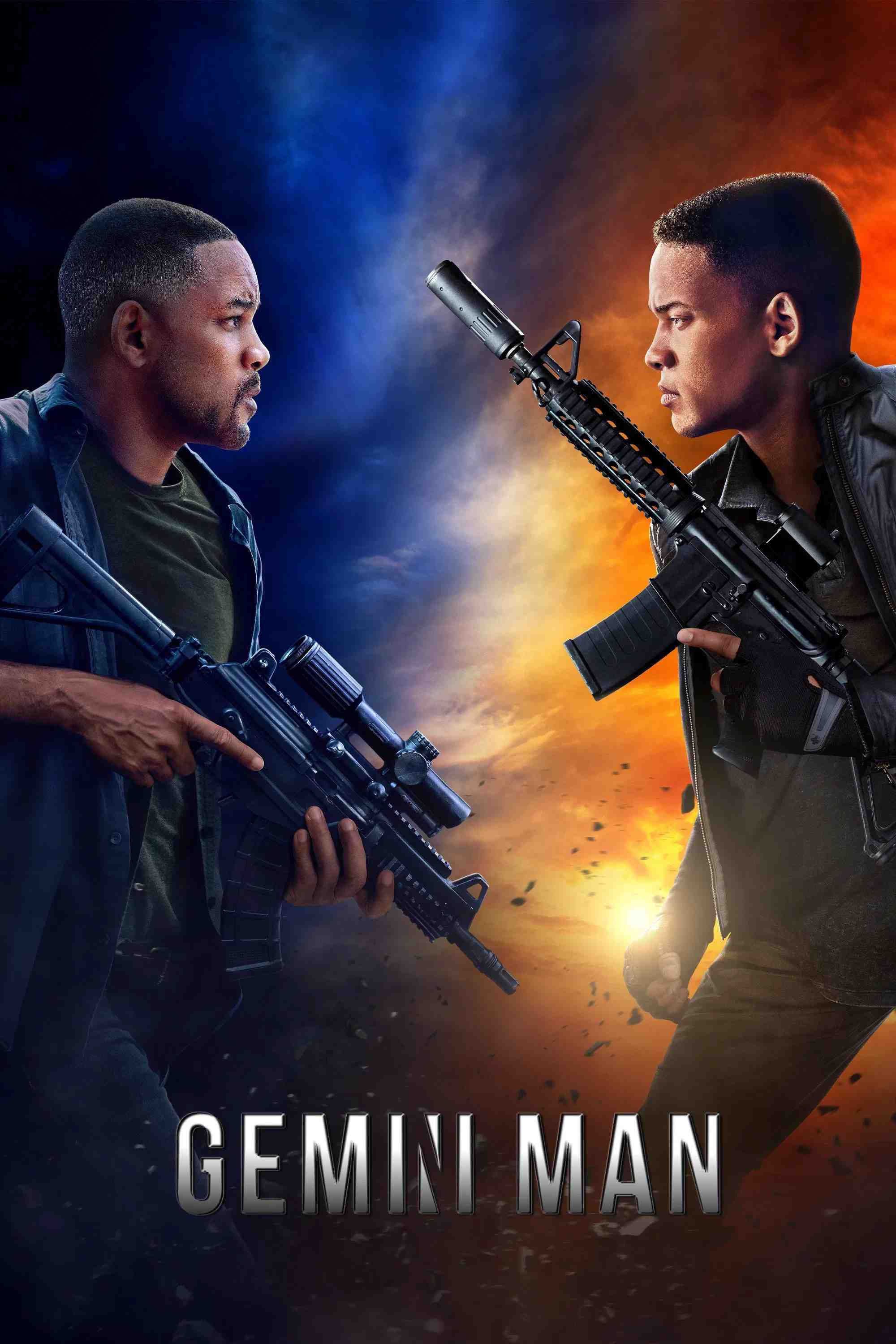 Poster chính thức của phim Phim Viễn Tưởng, Phim Hành Động "Đàn Ông Song Tử" (Gemini Man - 2019), với sự tham gia của diễn viên Will Smith và Mary Elizabeth Winstead.