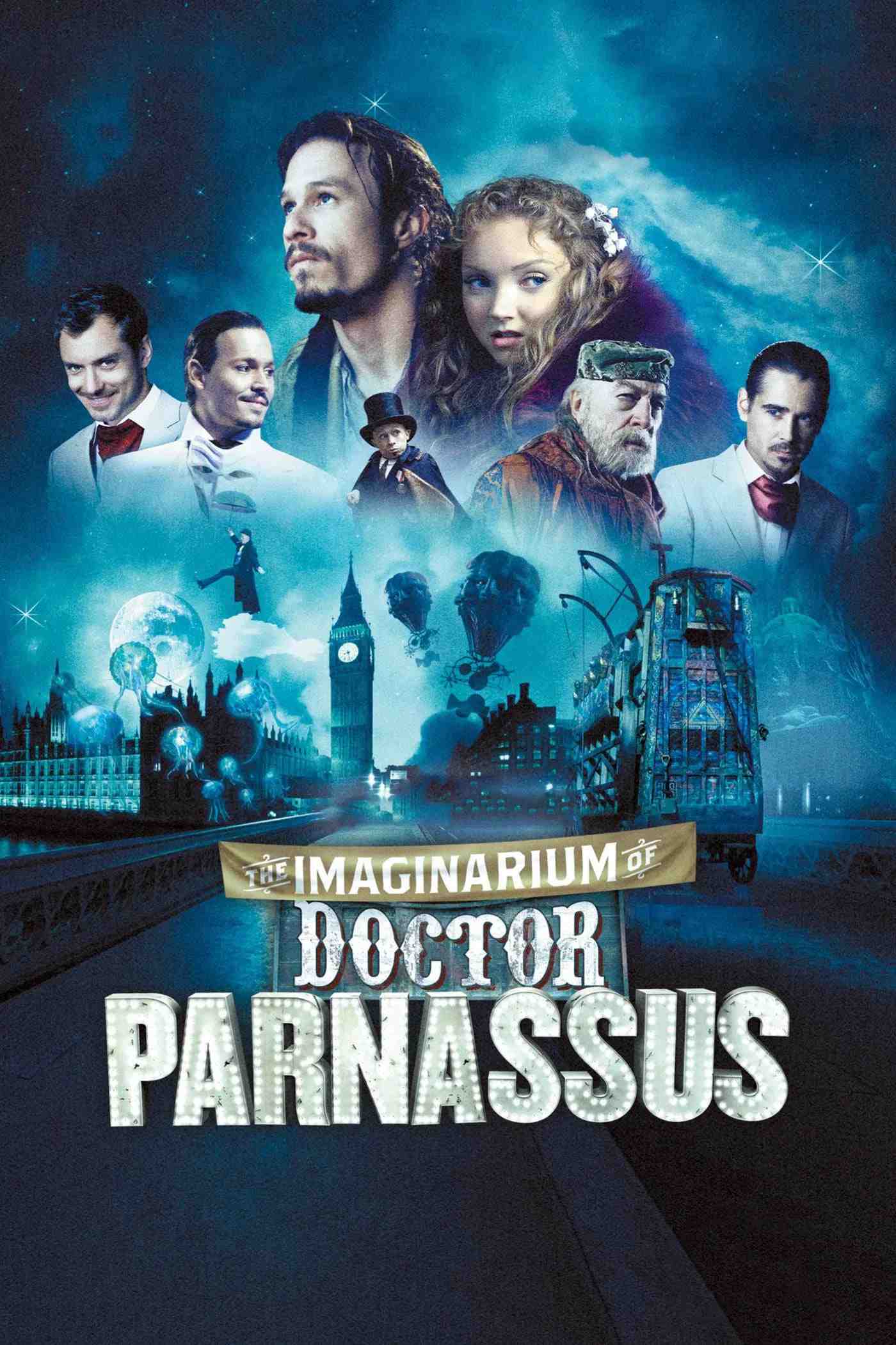 Poster chính thức của phim Phim Phiêu Lưu, Phim Giả Tượng "Đánh Cược Với Quỷ" (The Imaginarium of Doctor Parnassus - 2009), với sự tham gia của diễn viên Christopher Plummer và Lily Cole.