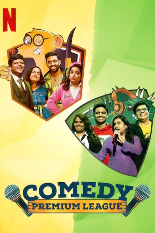 Poster chính thức của phim Phim Hài "Danh hài quyết đấu" (Comedy Premium League - 2021), với sự tham gia của diễn viên Prajakta Koli và Tanmay Bhat.