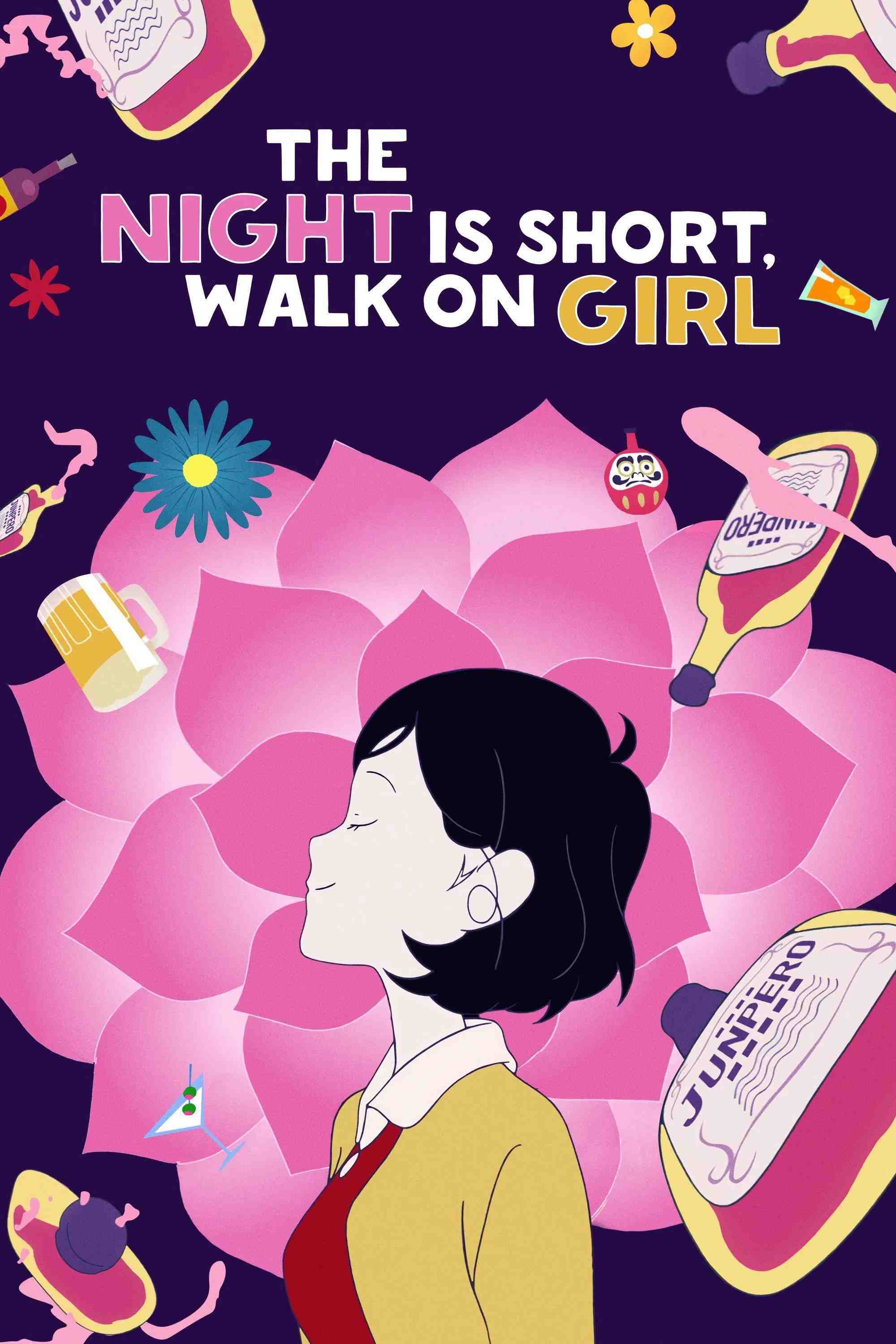 Poster chính thức của phim Phim Hài, Phim Tình Cảm "Dạo Bước Phố Đêm" (Night Is Short, Walk On Girl - 2017), với sự tham gia của diễn viên Gen Hoshino và Kana Hanazawa.