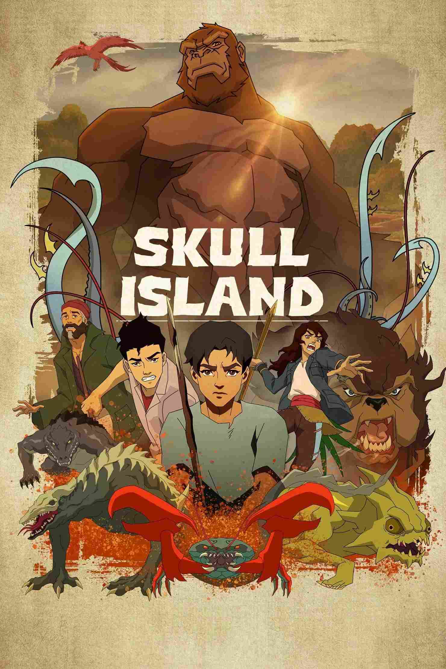 Poster chính thức của phim Phim Hoạt Hình, Phim Hành Động & Phiêu Lưu "Đảo Đầu Lâu" (Skull Island - 2023), với sự tham gia của diễn viên Mae Whitman và Nicolas Cantu.