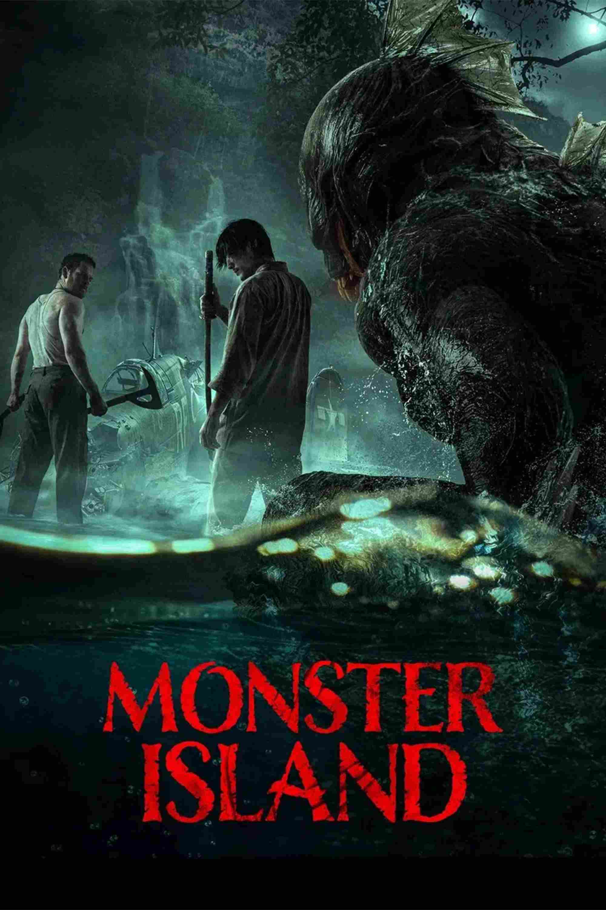 Poster chính thức của phim Phim Kinh Dị, Phim Giả Tượng "Đảo Quái Vật" (Monster Island - 2025), với sự tham gia của diễn viên Dean Fujioka và Callum Woodhouse.