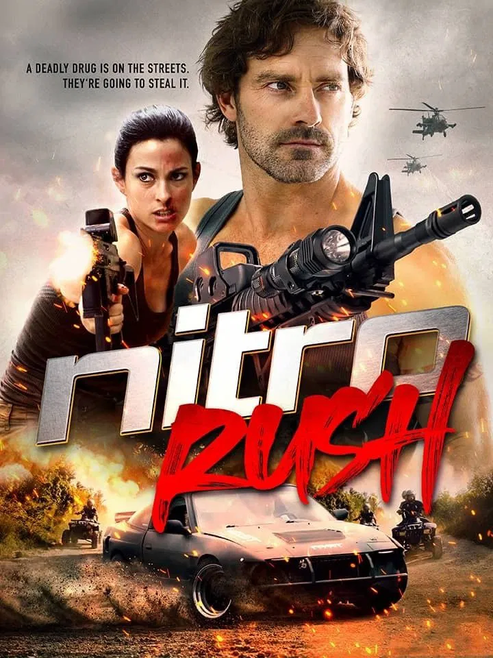 Poster chính thức của phim Phim Hành Động "Đào Tẩu" (Nitro Rush - 2016), với sự tham gia của diễn viên Guillaume Lemay-Thivierge và Raymond Bouchard.