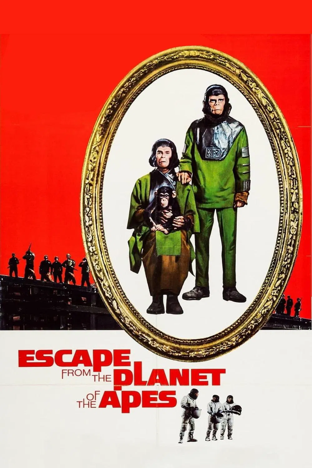 Poster chính thức của phim Phim Hành Động, Phim Viễn Tưởng "Đào Thoát Khỏi Hành Tinh Khỉ" (Escape from the Planet of the Apes - 1971), với sự tham gia của diễn viên Roddy McDowall và Kim Hunter.