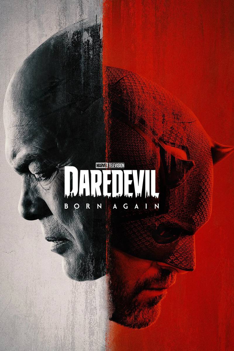 Poster chính thức của phim Phim Tâm Lý, Phim Hình Sự "Daredevil: Tái Xuất" (Daredevil: Born Again - 2025), với sự tham gia của diễn viên Charlie Cox và Vincent D'Onofrio.