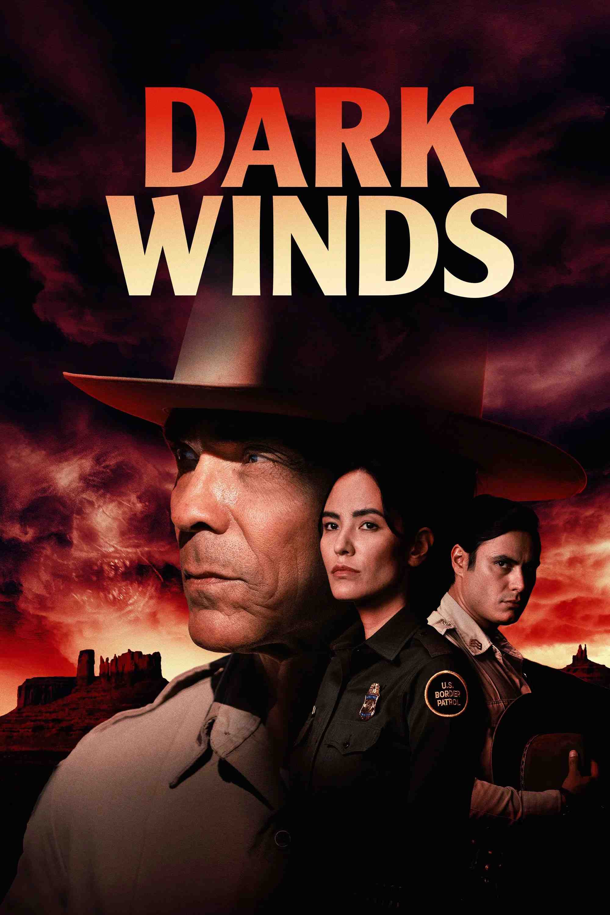 Poster chính thức của phim Phim Hình Sự, Phim Tâm Lý "Dark Winds" (Dark Winds - 2022), với sự tham gia của diễn viên Zahn McClarnon và Kiowa Gordon.
