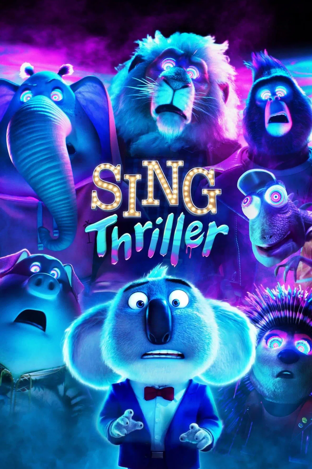 Poster chính thức của phim Phim Hoạt Hình, Phim Gia Đình "Đấu trường âm nhạc: Thriller" (Sing: Thriller - 2024), với sự tham gia của diễn viên Matthew McConaughey và Tori Kelly.