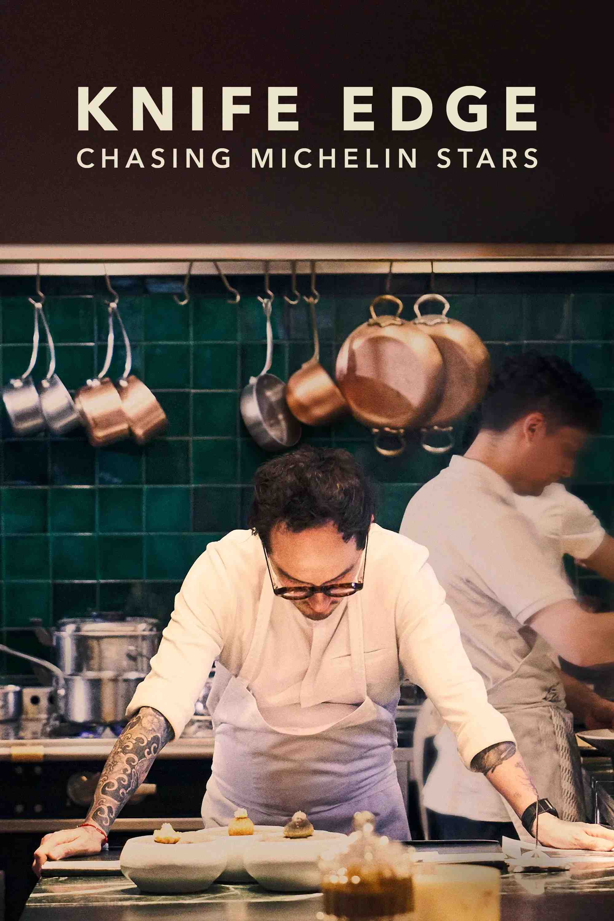 Poster chính thức của phim Phim Tài Liệu "Đấu Trường Ẩm Thực: Hành Trình Vươn Tới Sao Michelin" (Knife Edge: Chasing Michelin Stars - 2025), với sự tham gia của diễn viên Jesse Burgess.