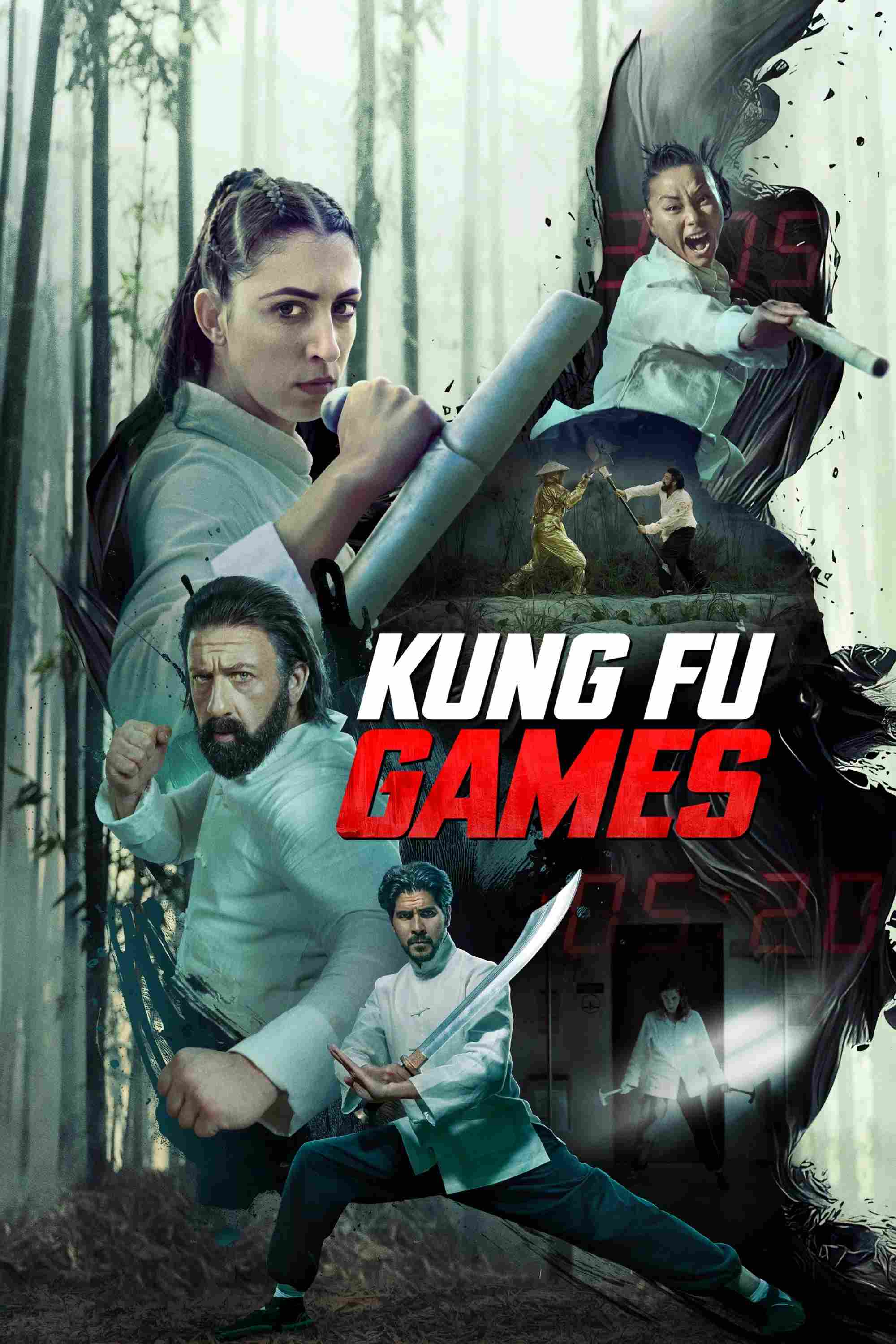 Poster chính thức của phim Phim Hành Động "Đấu Trường Sinh Tử" (Kung Fu Games - 2024), với sự tham gia của diễn viên Mark Strange và Caitlin Dechelle.