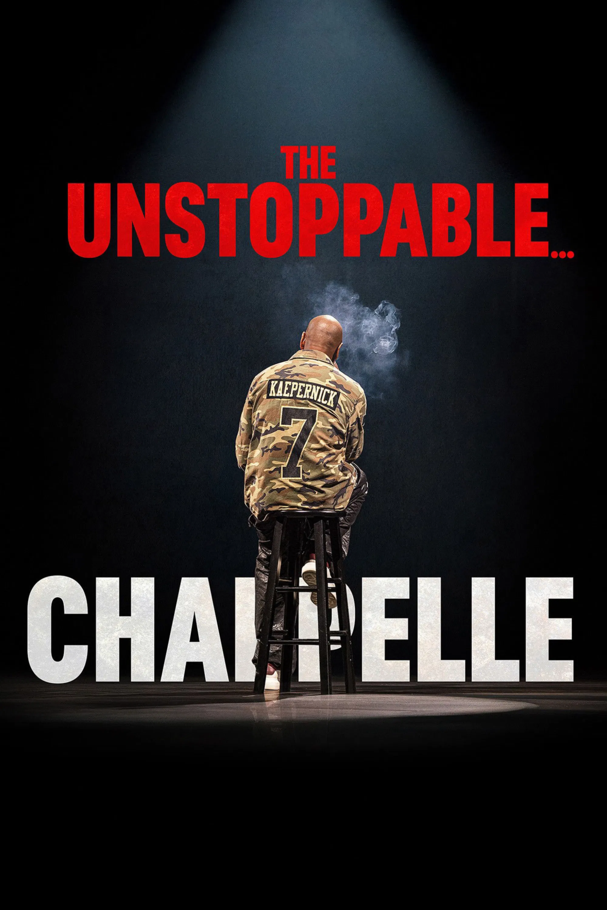 Poster chính thức của phim Phim Hài "Dave Chappelle: Người không thể ngăn cản..." (Dave Chappelle: The Unstoppable... - 2025), với sự tham gia của diễn viên Dave Chappelle.