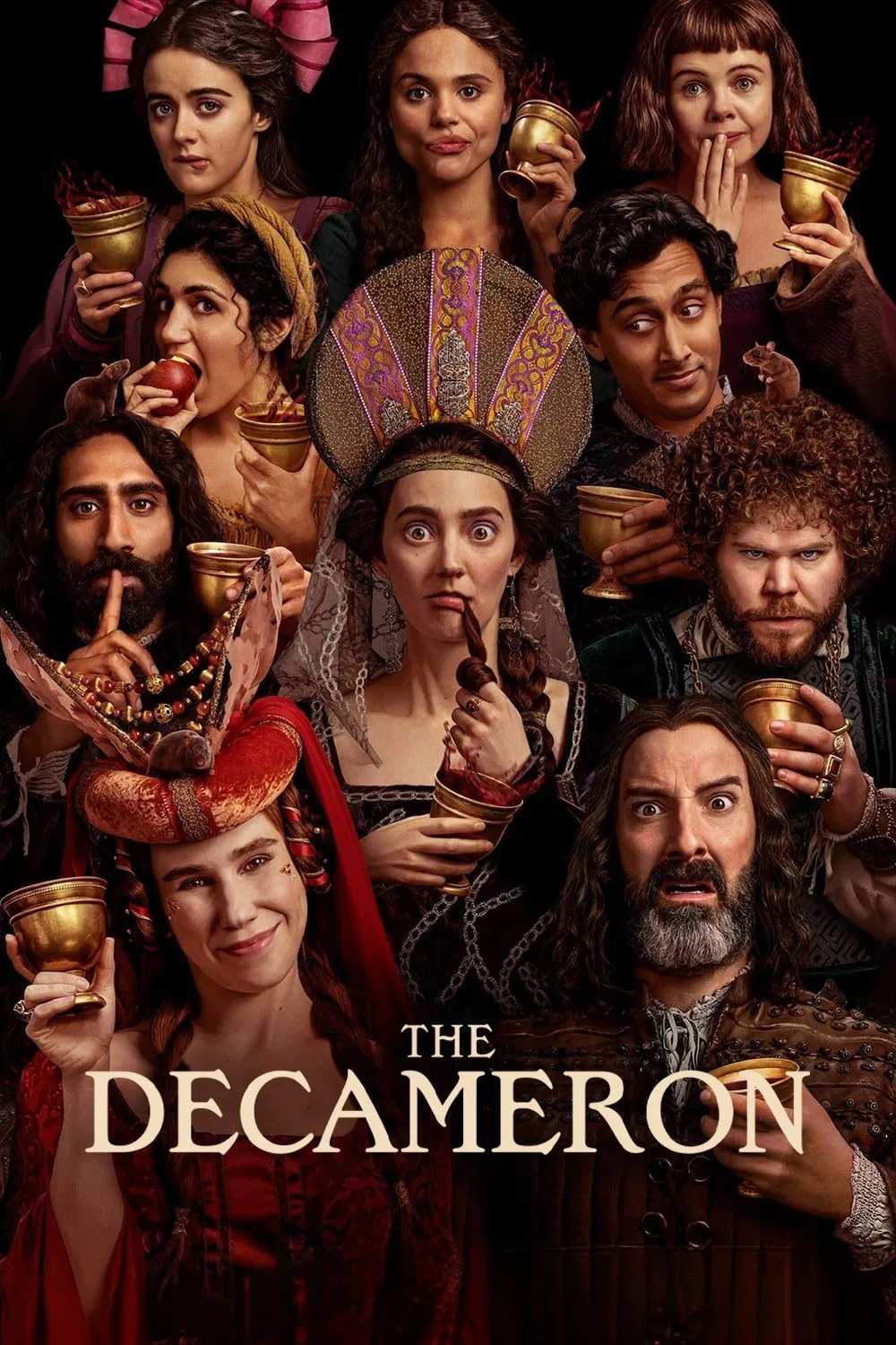 Poster chính thức của phim Phim Hài, Phim Tâm Lý "Decameron: Mười ngày" (The Decameron - 2024), với sự tham gia của diễn viên Tony Hale và Tanya Reynolds.