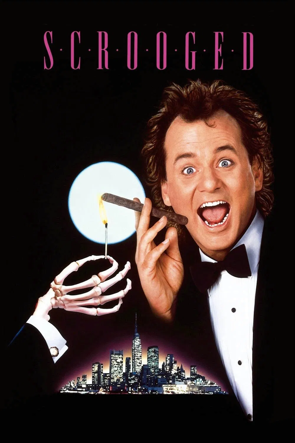 Poster chính thức của phim Phim Giả Tượng, Phim Hài "Đêm Giáng Sinh Đáng Nhớ" (Scrooged - 1988), với sự tham gia của diễn viên Bill Murray và Karen Allen.