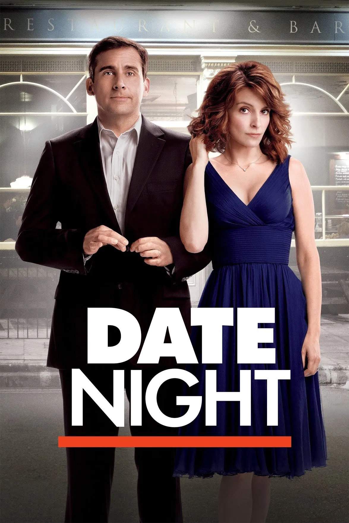 Poster chính thức của phim Phim Hài, Phim Hành Động "Đêm Hẹn Nhớ Đời" (Date Night - 2010), với sự tham gia của diễn viên Steve Carell và Tina Fey.