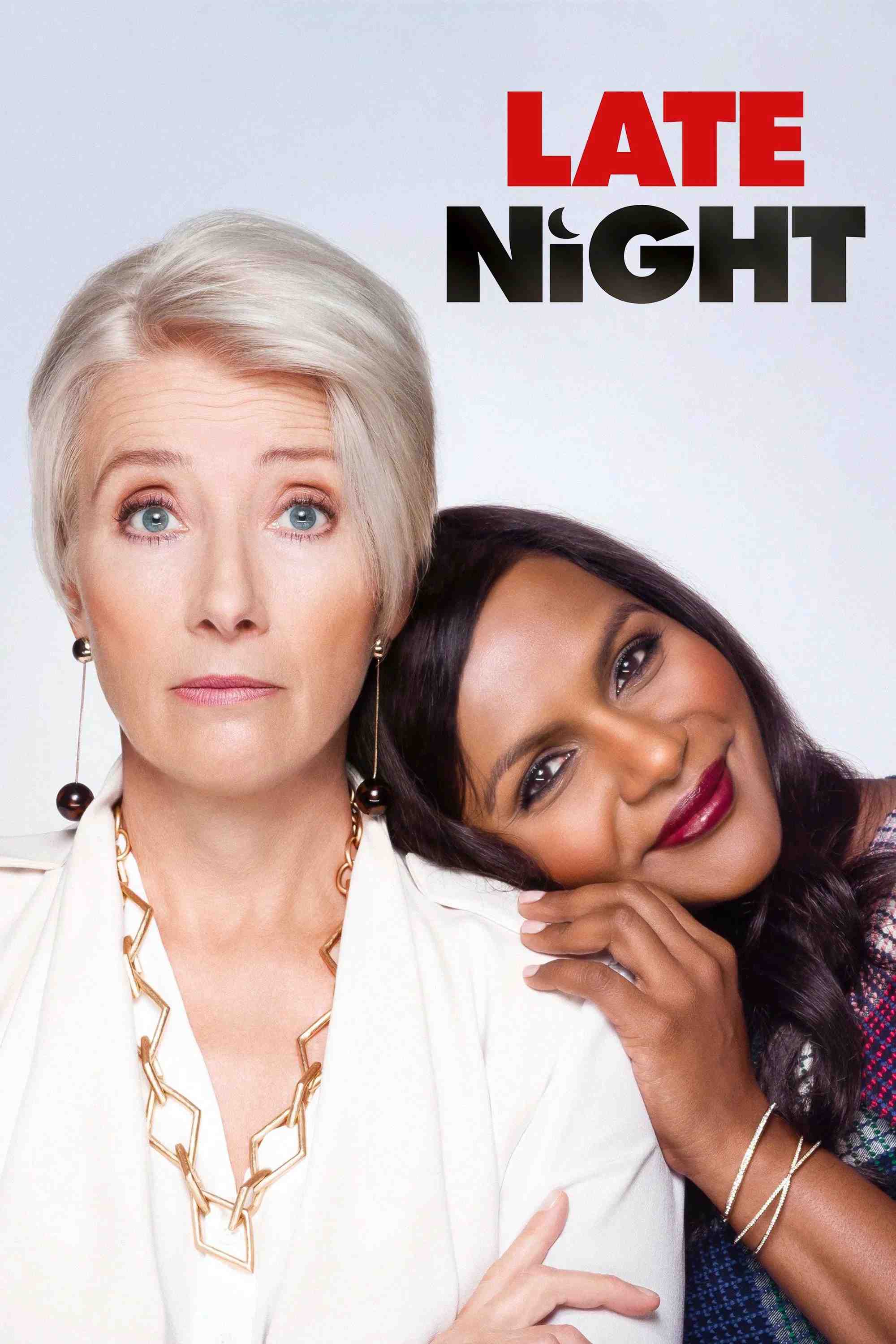 Poster chính thức của phim Phim Hài, Phim Tâm Lý "Đêm Muộn" (Late Night - 2019), với sự tham gia của diễn viên Emma Thompson và Mindy Kaling.
