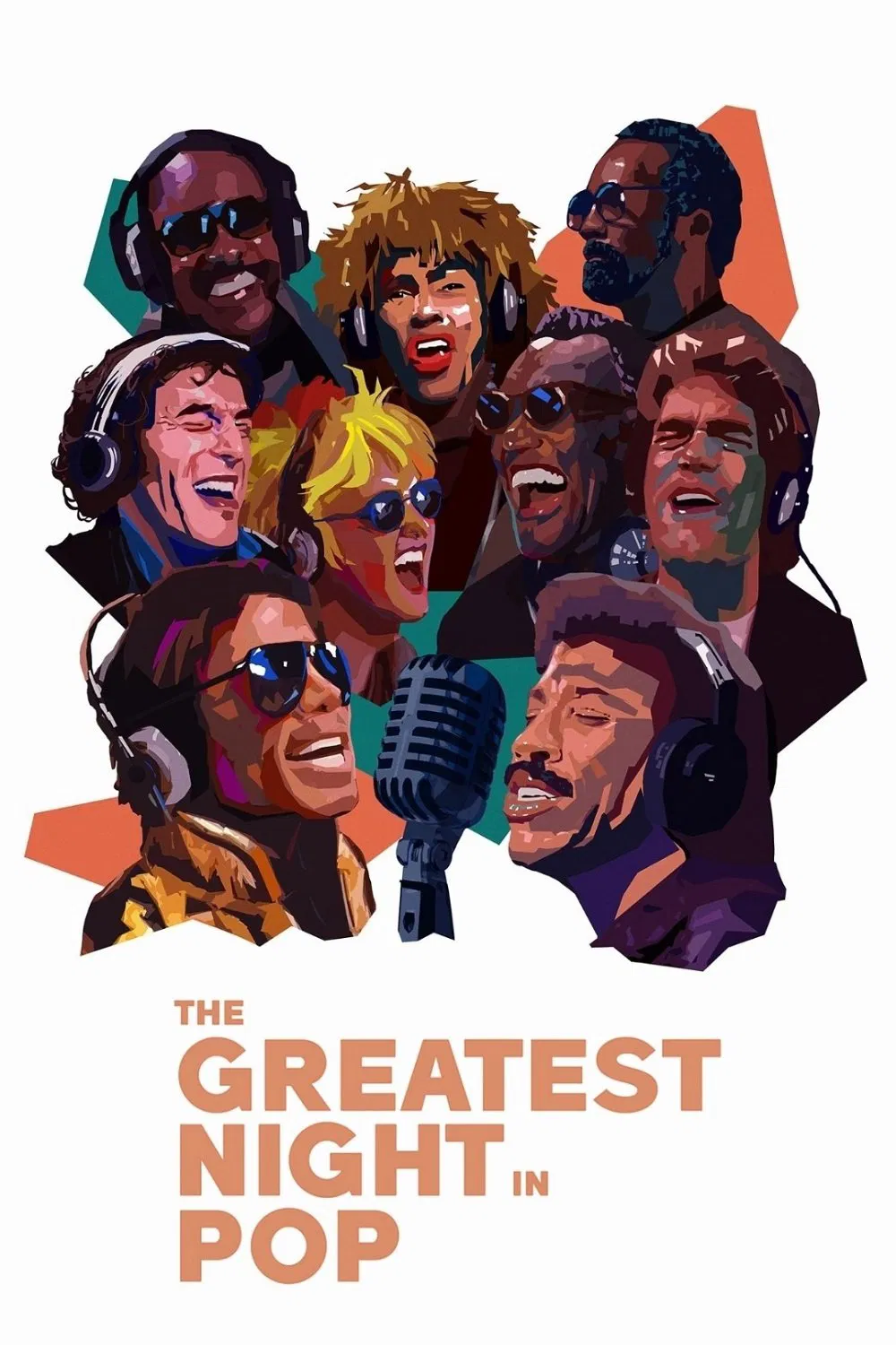 Poster chính thức của phim Phim Tài Liệu, Phim Ca Nhạc "Đêm Nhạc Pop Lịch Sử" (The Greatest Night in Pop - 2024), với sự tham gia của diễn viên Lionel Richie và Bruce Springsteen.