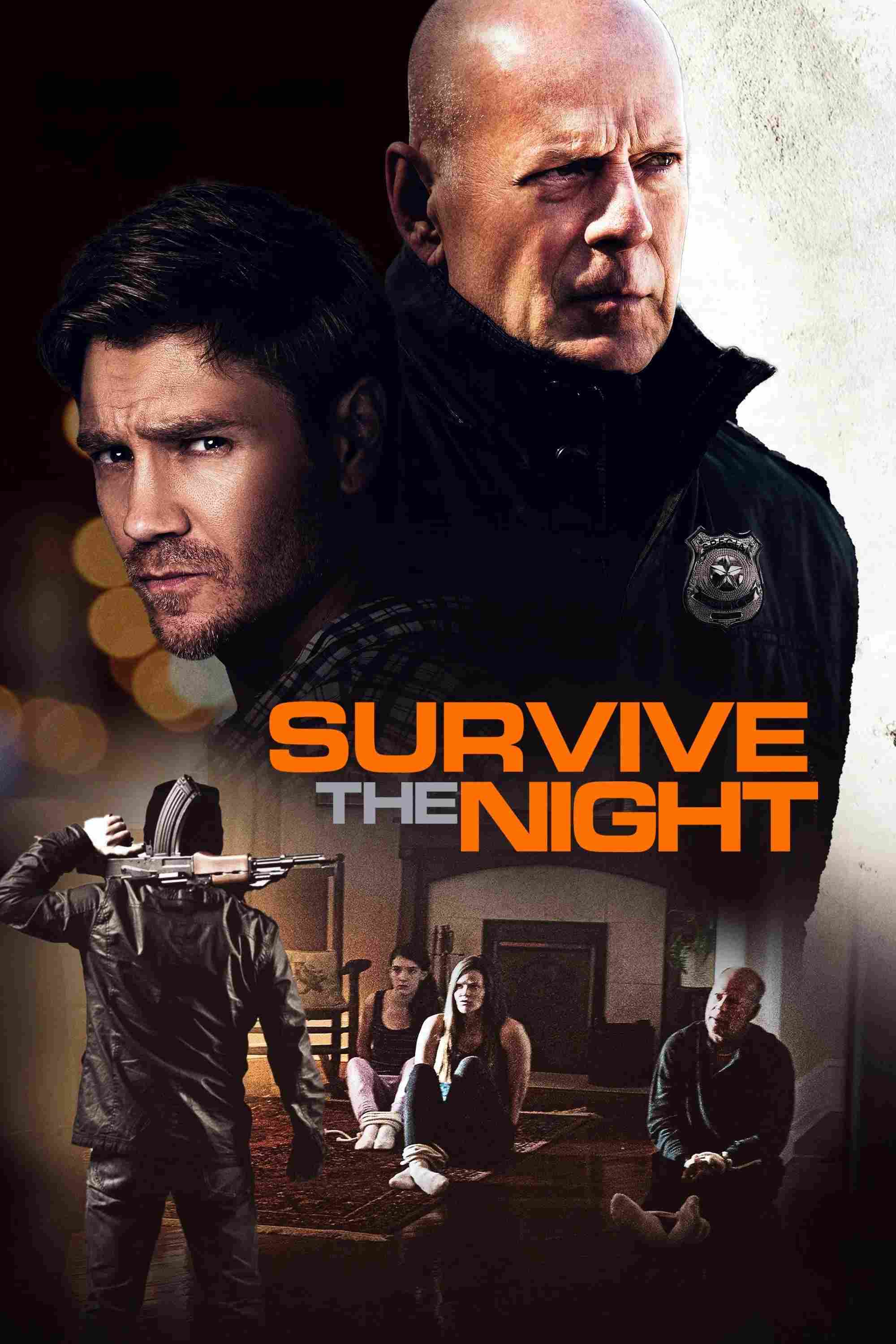 Poster chính thức của phim Phim Hành Động, Phim Giật Gân "Đêm Sống Còn" (Survive the Night - 2020), với sự tham gia của diễn viên Chad Michael Murray và Bruce Willis.