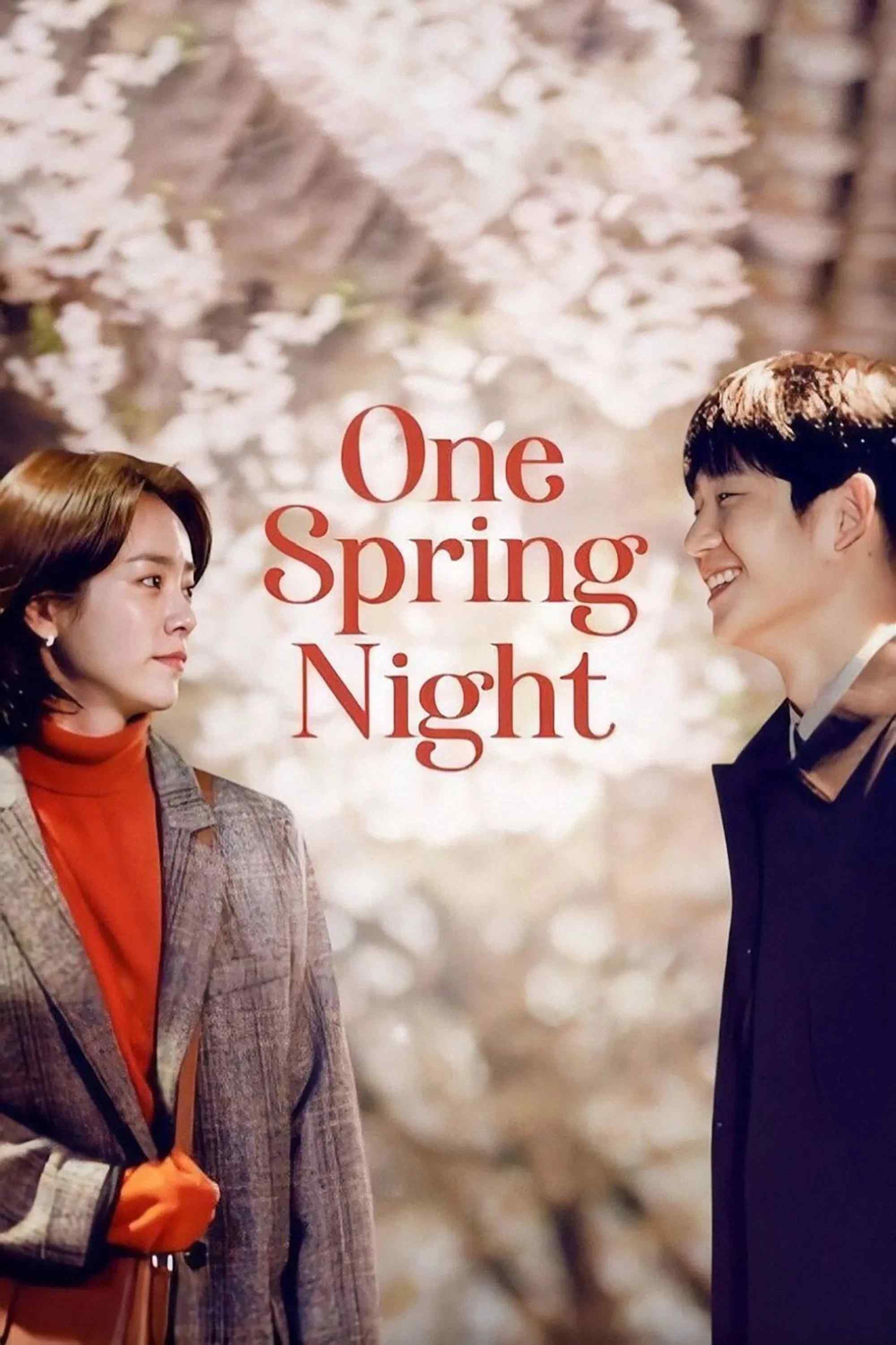 Poster chính thức của phim Phim Tâm Lý "Đêm Xuân" (One Spring Night - 2019), với sự tham gia của diễn viên Han Ji-min và Jung Hae-in.