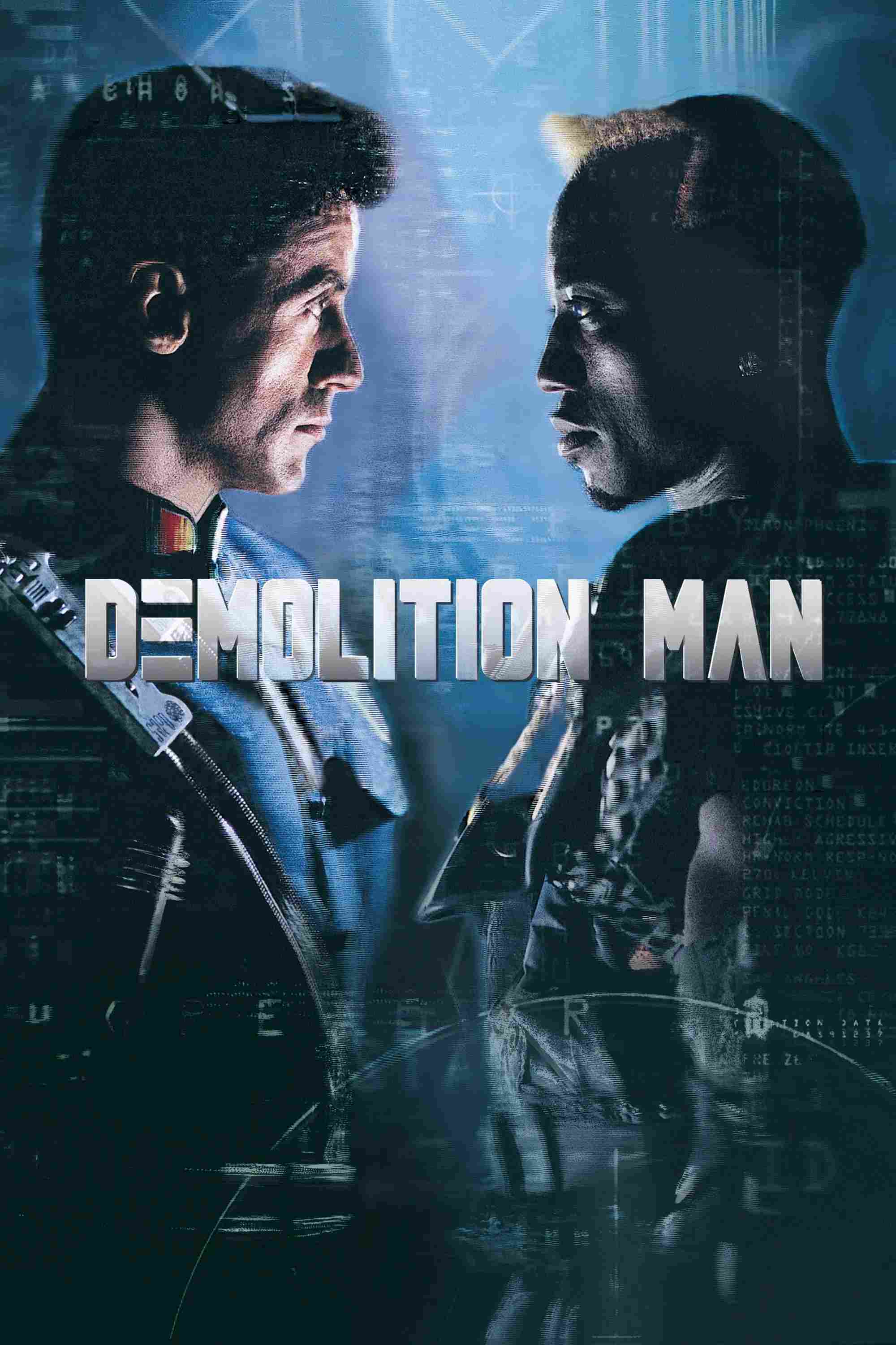 Poster chính thức của phim Phim Hình Sự, Phim Hành Động "Demolition Man" (Demolition Man - 1993), với sự tham gia của diễn viên Sylvester Stallone và Wesley Snipes.