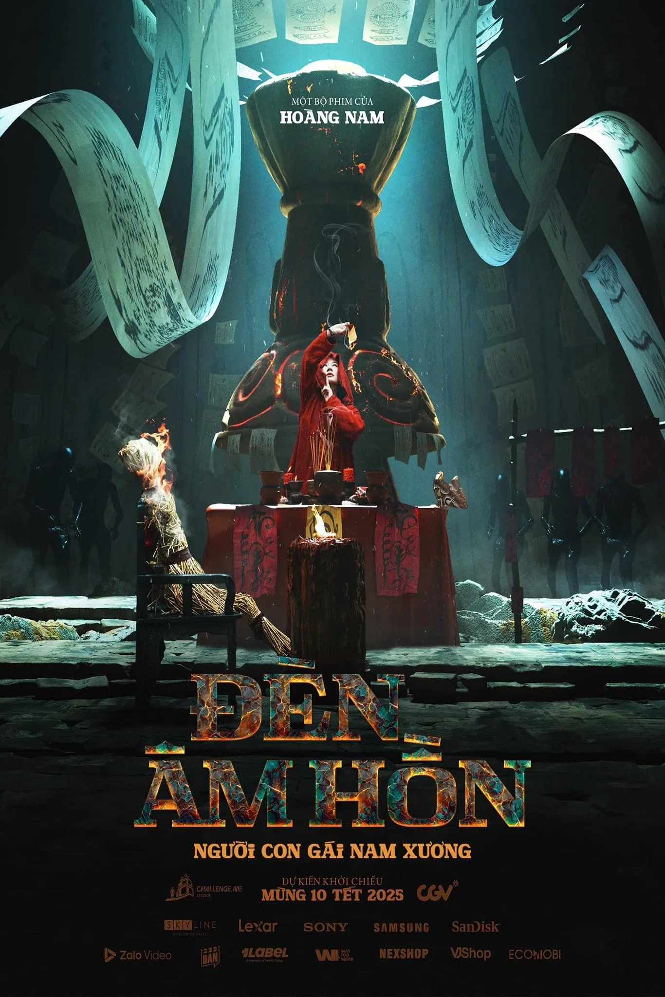 Poster chính thức của phim Phim Kinh Dị "Đèn Âm Hồn" (The Soul Lantern - 2025), với sự tham gia của diễn viên Chiều Xuân và Hạo Khang.