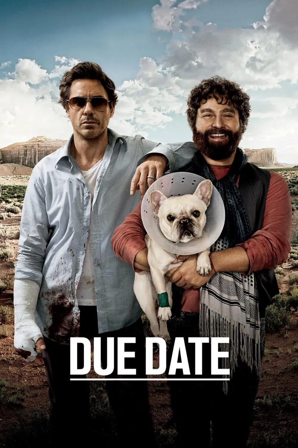 Poster chính thức của phim Phim Hài, Phim Tâm Lý "Đen Đủ Đường" (Due Date - 2010), với sự tham gia của diễn viên Robert Downey Jr. và Zach Galifianakis.