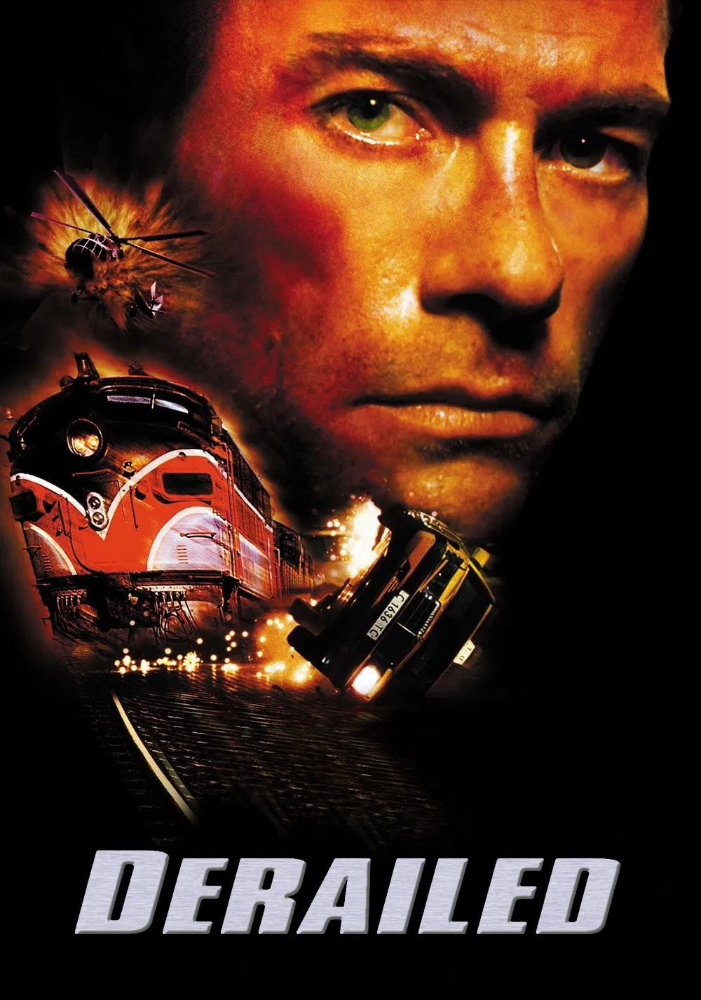 Poster chính thức của phim Phim Hành Động, Phim Giật Gân "Derailed" (Derailed - 2002), với sự tham gia của diễn viên Jean-Claude Van Damme và Tomas Arana.