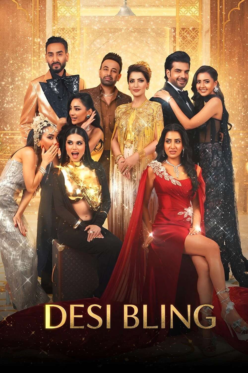 Poster chính thức của phim Truyền Hình Thực Tế "Desi Xa Hoa" (Desi Bling - 2026), với sự tham gia của diễn viên Tejasswi Prakash và Karan Kundra.