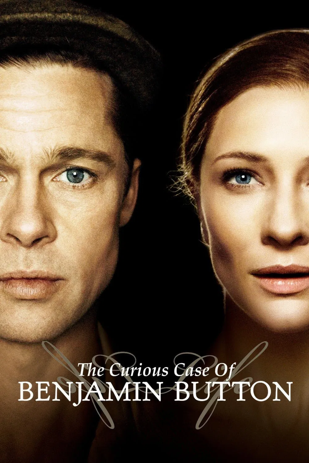 Poster chính thức của phim Phim Tâm Lý, Phim Giả Tượng "Dị Nhân Benjamin" (The Curious Case of Benjamin Button - 2008), với sự tham gia của diễn viên Brad Pitt và Cate Blanchett.