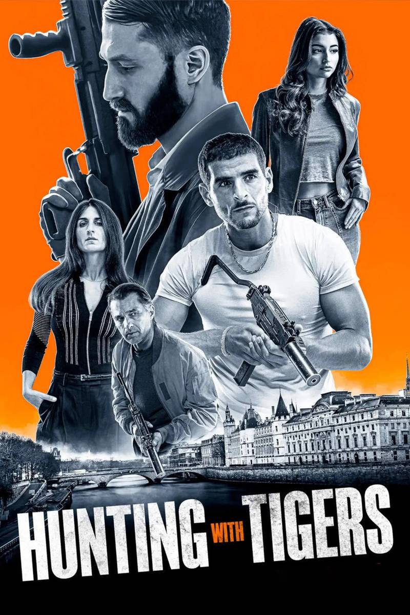 Poster chính thức của phim Phim Hành Động, Phim Giật Gân "Đi săn cùng hổ" (Hunting with Tigers - 2024), với sự tham gia của diễn viên Sofiane Zermani và Waël Sersoub.