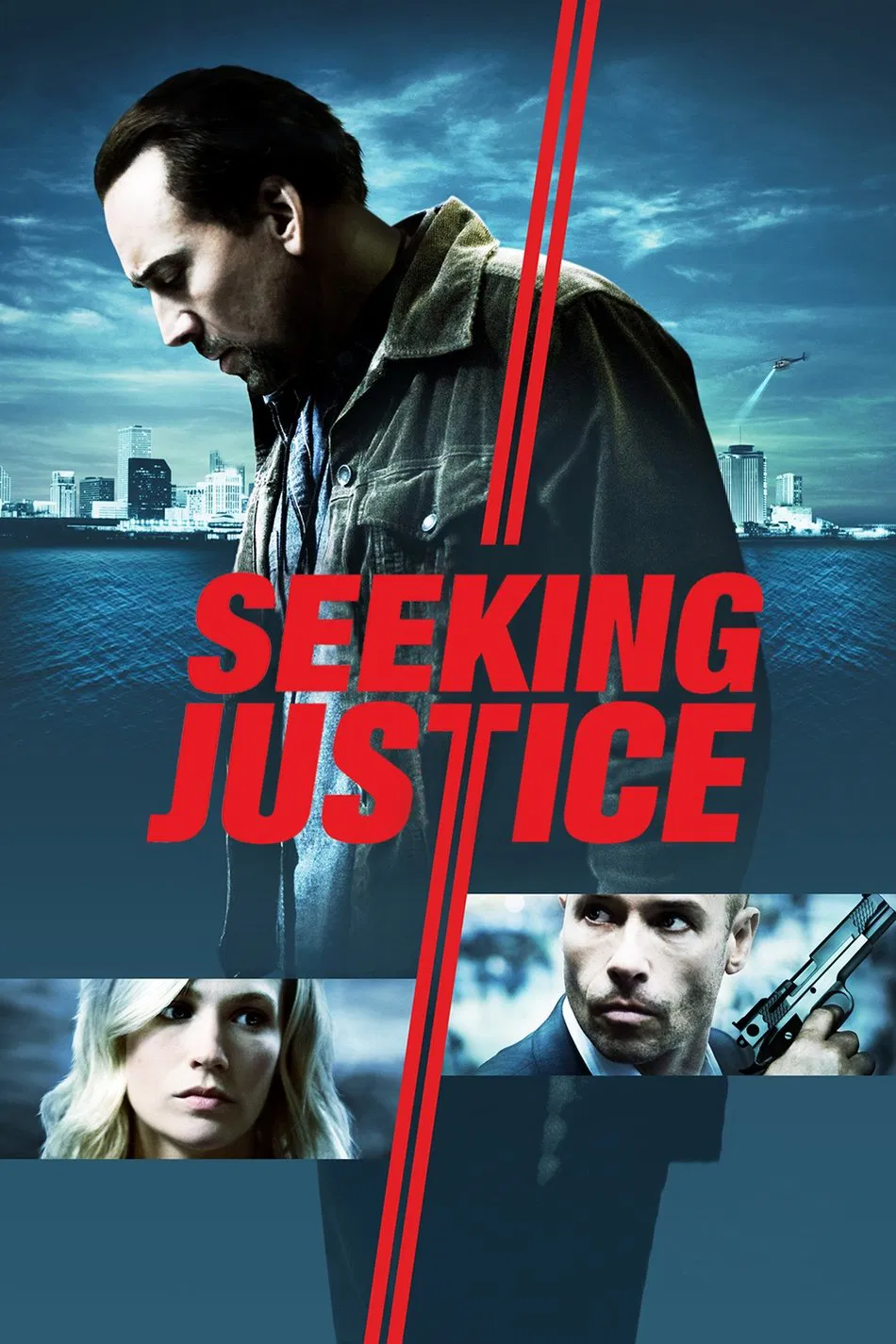 Poster chính thức của phim Phim Hành Động, Phim Tâm Lý "Đi Tìm Công Lý" (Seeking Justice - 2011), với sự tham gia của diễn viên Nicolas Cage và January Jones.
