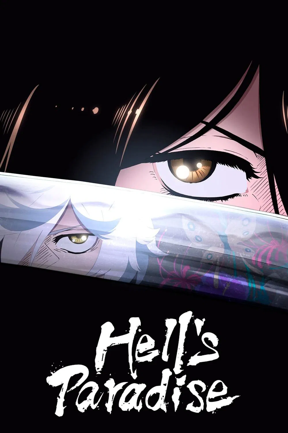 Poster chính thức của phim Phim Hoạt Hình, Phim Tâm Lý "Địa Ngục Cực Lạc" (Hell's Paradise - 2023), với sự tham gia của diễn viên Chiaki Kobayashi và Yumiri Hanamori.