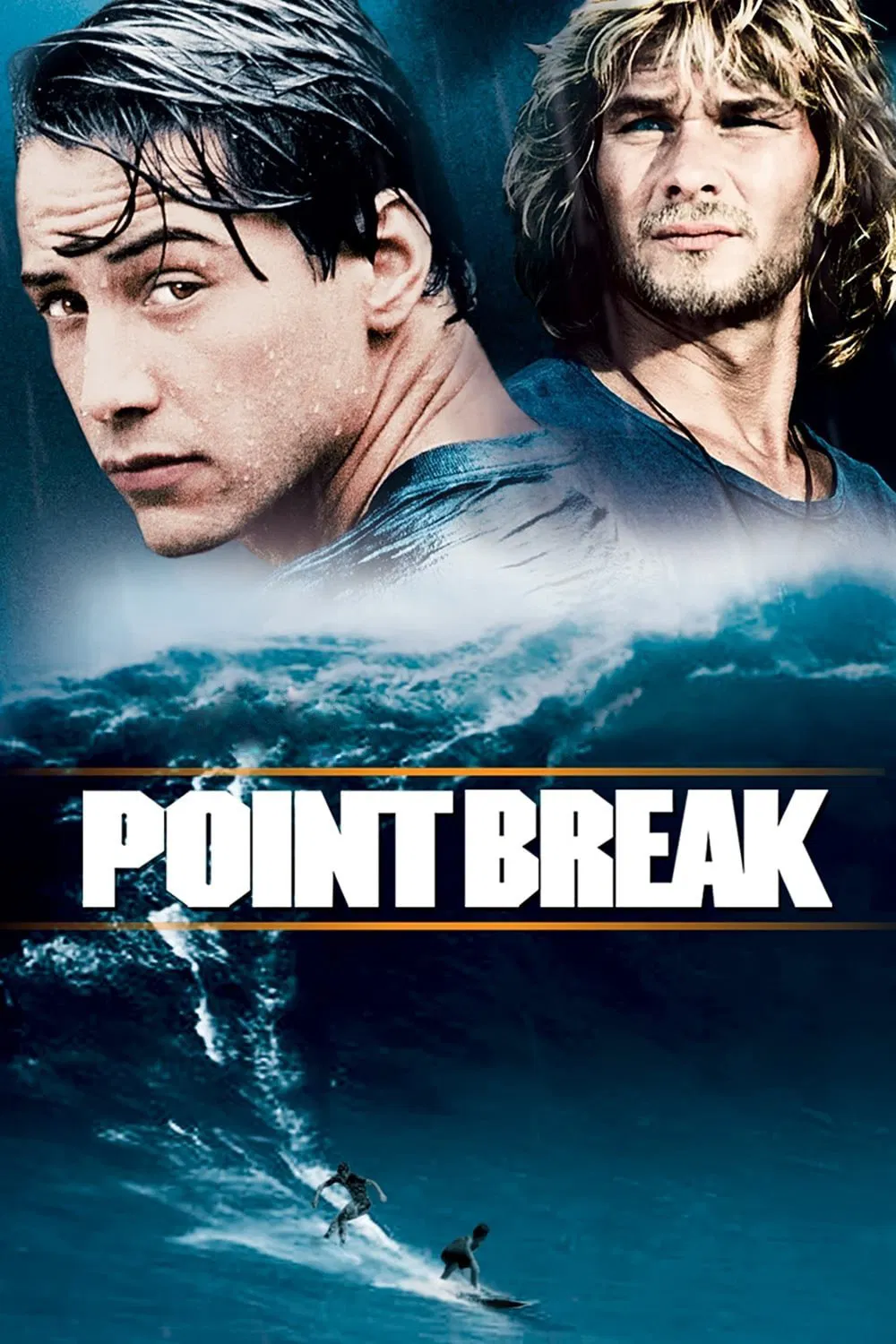Poster chính thức của phim Phim Hành Động, Phim Giật Gân "Điểm Vỡ" (Point Break - 1991), với sự tham gia của diễn viên Keanu Reeves và Patrick Swayze.