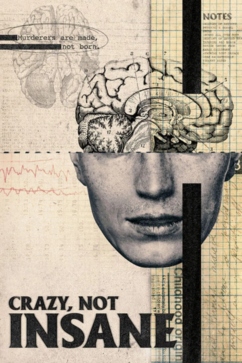Poster chính thức của phim Phim Tài Liệu "Điên, Không Mất Trí" (Crazy, Not Insane - 2020), với sự tham gia của diễn viên Laura Dern và Park Dietz.