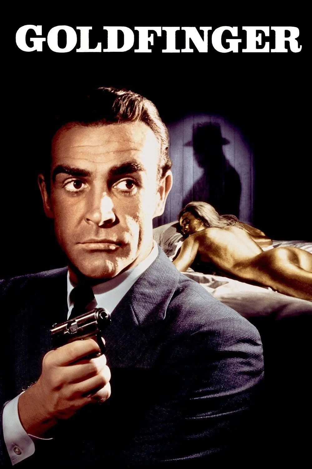 Poster chính thức của phim Phim Phiêu Lưu, Phim Hành Động "Điệp Viên 007: Ngón Tay Vàng" (Goldfinger - 1964), với sự tham gia của diễn viên Sean Connery và Gert Fröbe.