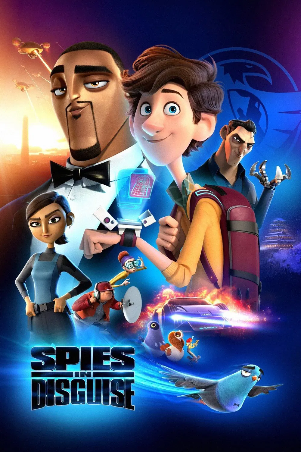 Poster chính thức của phim Phim Hoạt Hình, Phim Hành Động "Điệp Viên Ẩn Danh" (Spies in Disguise - 2019), với sự tham gia của diễn viên Will Smith và Tom Holland.