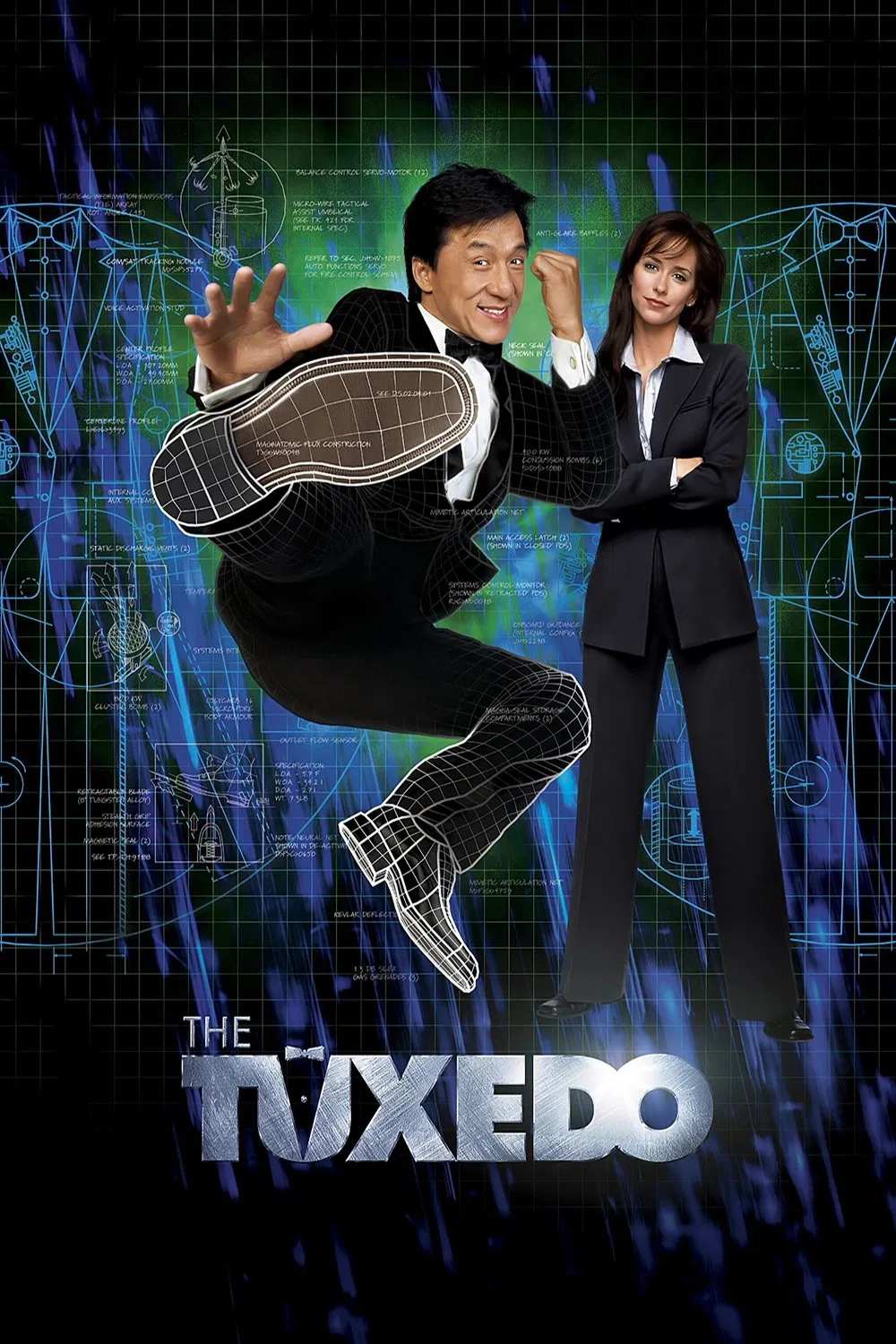 Poster chính thức của phim Phim Giật Gân, Phim Hành Động "Điệp Viên Bất Đắc Dĩ (Bộ Vest Tuxedo)" (The Tuxedo - 2002), với sự tham gia của diễn viên Thành Long và Jennifer Love Hewitt.
