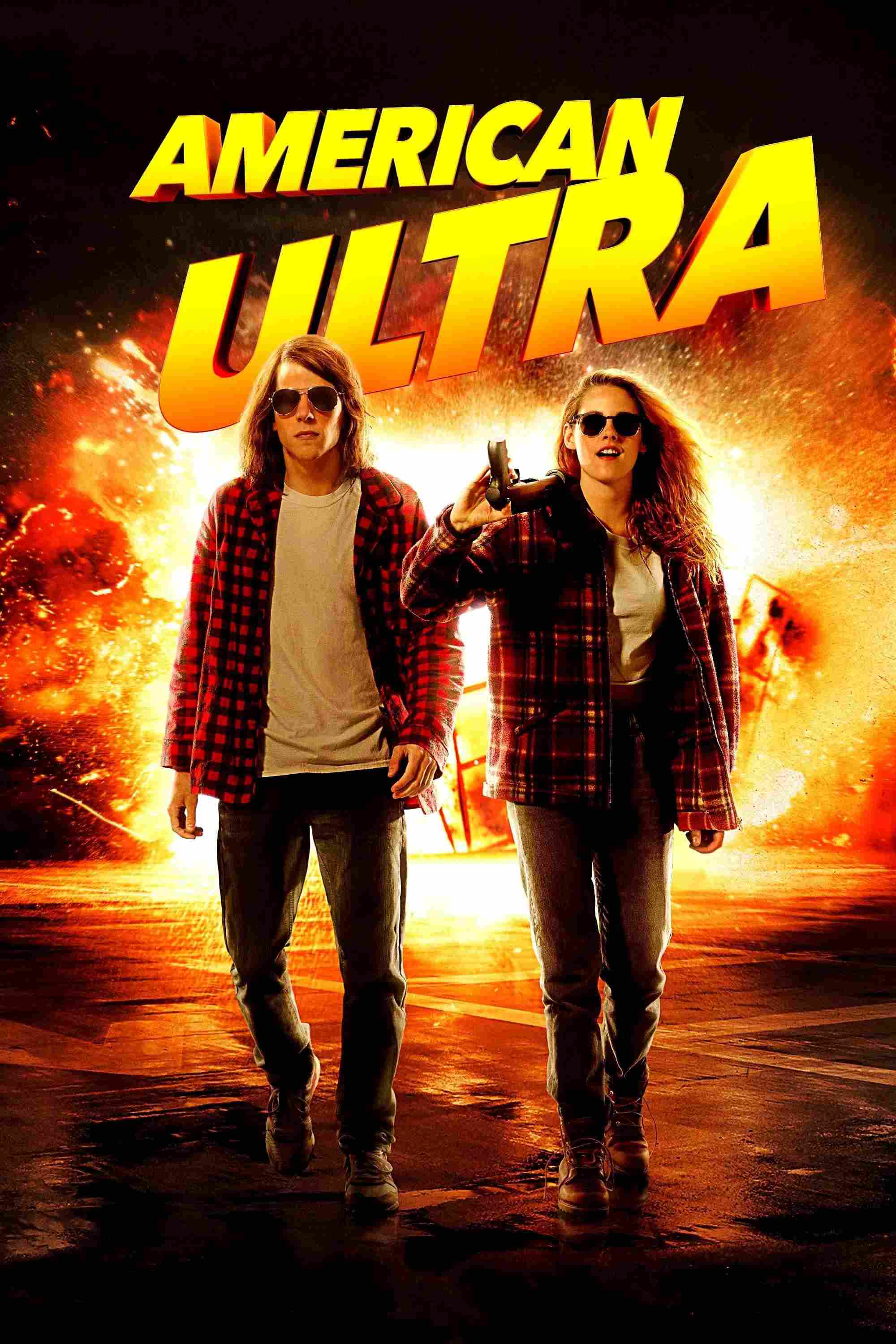Poster chính thức của phim Phim Hành Động, Phim Hài "Điệp Viên Chạy Trốn" (American Ultra - 2015), với sự tham gia của diễn viên Jesse Eisenberg và Kristen Stewart.